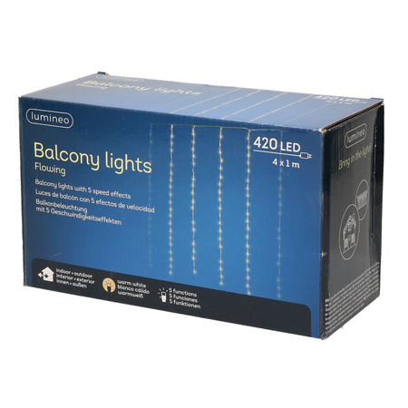 LED gordijnverlichting balkon warm wit 420 lampjes