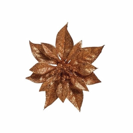 Christmas flowers 2x pcs plastic copper - on clip - 18 cm