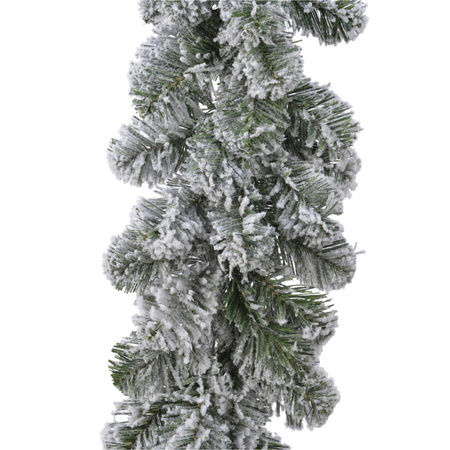 Kerst dennenslinger guirlande groen met sneeuw 20 x 270 cm