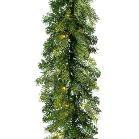 Christmas pine garland green with warm white leds 20 x 270 cm