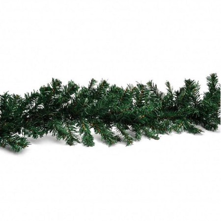 Green pine garland 270 cm including clear white christmas lights