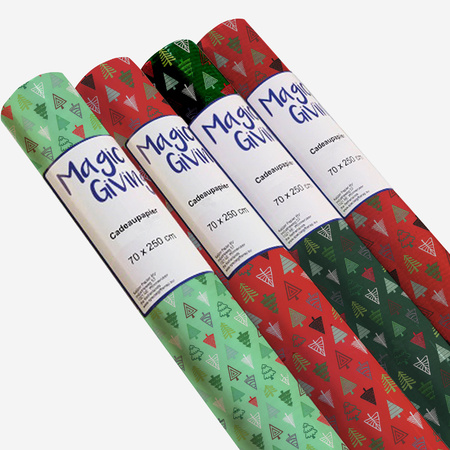8x Roll Christmas wrapping paper 2,5 x 0,7 meter