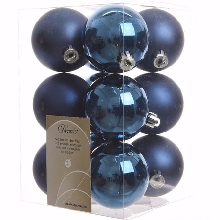 Christmas baubles blue 6 cm Elegant Christmas 12 pieces