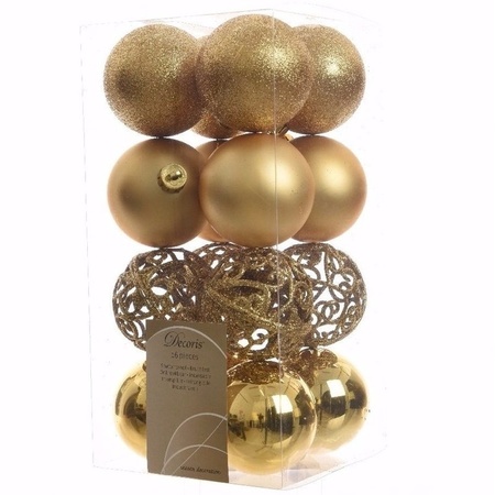 Chique Christmas kerstboom decoratie kerstballen goud 16 stuks