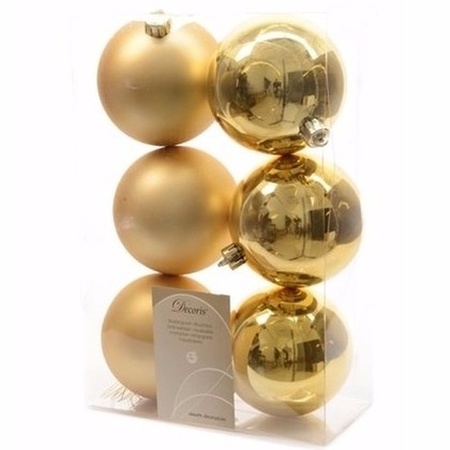 Chique Christmas kerstboom decoratie kerstballen goud 6 stuks
