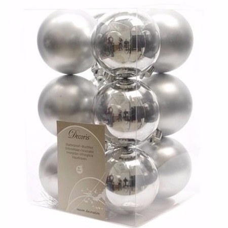 Christmas Silver kerstboom decoratie kerstballen zilver 12 stuks