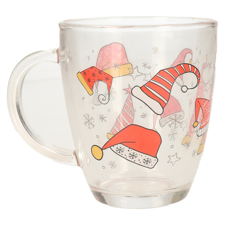 Glass christmas mugs/cups with santa clothes 300 ml