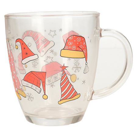 Glass christmas mugs/cups with santa clothes 300 ml