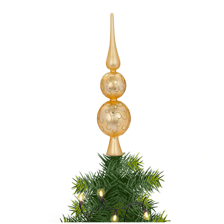 Kerst piek van glas goud gedecoreerd H31 cm