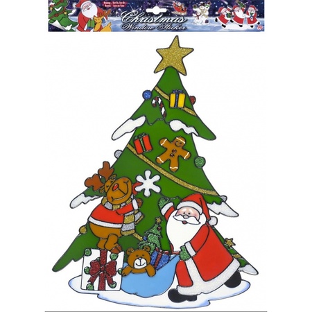 Kerst decoratie stickers kerstman/rendier plaatjes 40 cm
