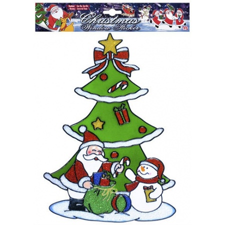 Kerst decoratie stickers sneeuwpop/kerstman plaatjes 30 cm