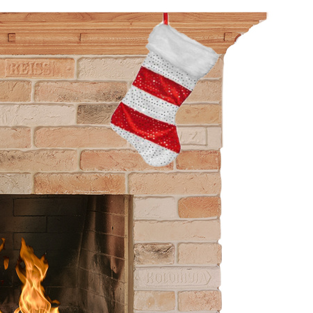 Kerst sok rood met wit gestreept H43 cm