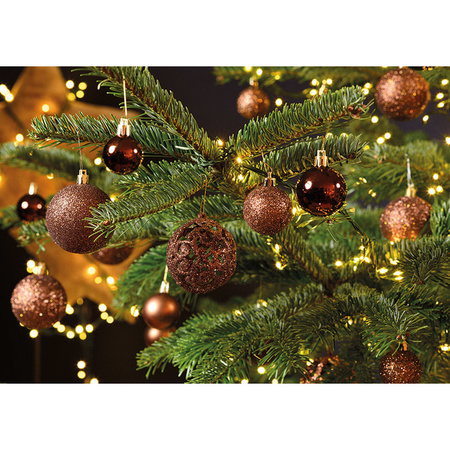Wurm Kerstballen - 100x st - bruin - 3, 4 en 6 cm - kunststof - kerstversiering