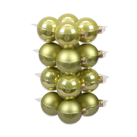 Othmar Decorations Kerstballen - 16x st - salie groen - 8 cm - glas