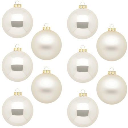 20x pcs glass christmas baubles champagne 6 cm shiny and matte