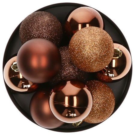 Christmas baubles 5x pcs - bronze - 5 cm - plastic