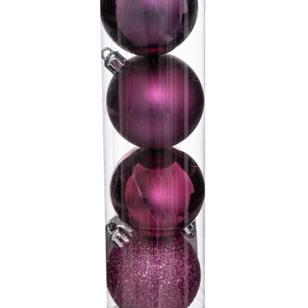 Atmosphera kerstballen - 5x stuks - framboos roze - kunststof - 5 cm