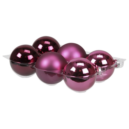 20x stuks glazen kerstballen cherry roze (heather) 8 en 10 cm mat/glans