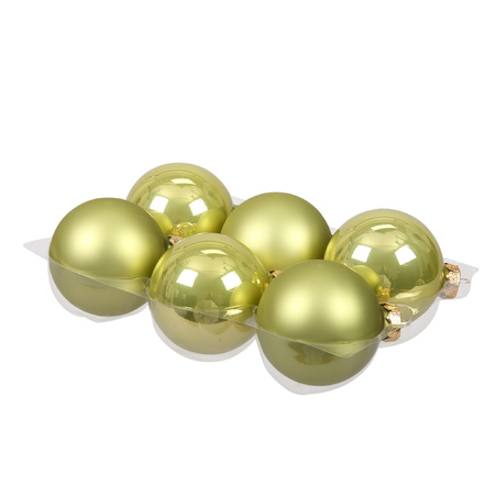 Othmar Decorations Kerstballen - 6x st - salie groen - 8 cm - glas