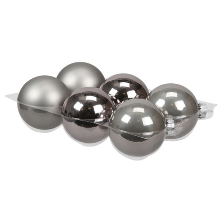 20x stuks glazen kerstballen titanium grijs 8 en 10 cm mat/glans