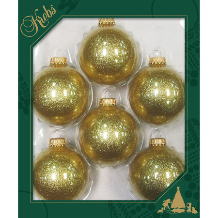 8x pcs glass christmas baubles sparkle glitter gold 7 cm