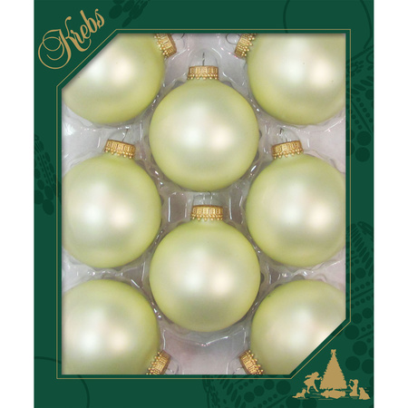 Krebs kerstballen - 8x st - vanille lichtgeel - 7 cm - glas