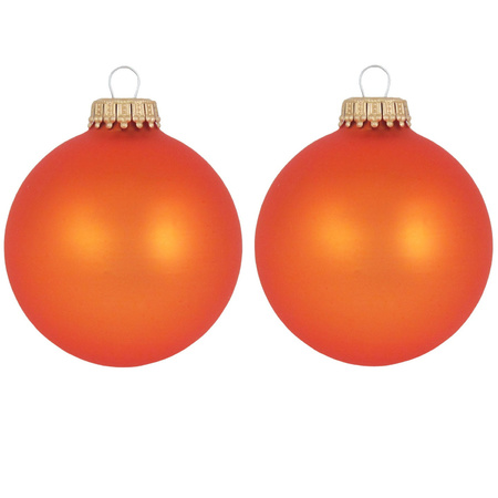 Krebs Kerstballen - 8x st - velvet oranje - 7 cm - glas