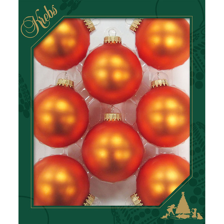 Krebs Kerstballen - 8x st - velvet oranje - 7 cm - glas
