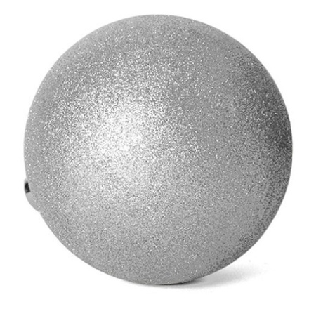 Gerimport Kerstballen - 8x st - zilver - glitters - 7 cm - kunststof