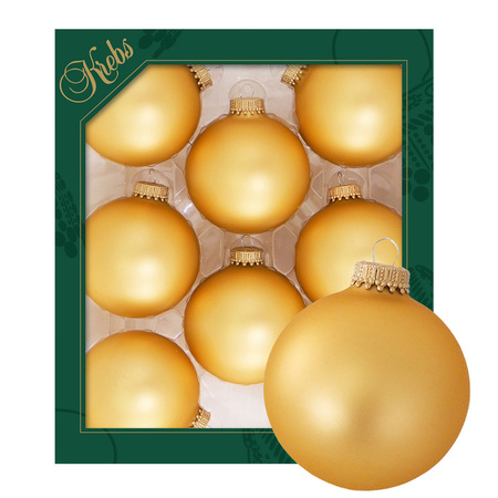 Krebs kerstballen - 8x stuks - honing goud - glas - 7 cm - mat