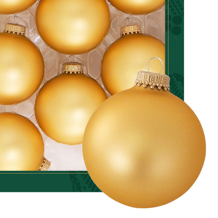 Krebs kerstballen - 8x stuks - honing goud - glas - 7 cm - mat