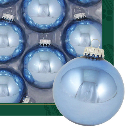 Krebs kerstballen - 8x stuks - lichtblauw - glas - 7 cm - glans