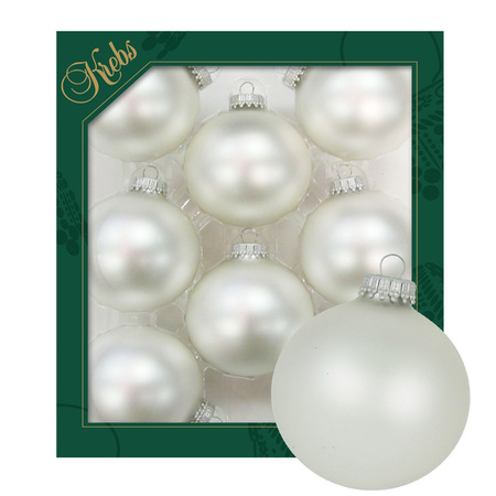 Krebs kerstballen - 8x stuks - parel grijs - glas - 7 cm - mat
