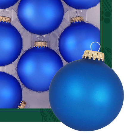 Krebs kerstballen - 8x stuks - velvet blauw - glas - 7 cm - mat