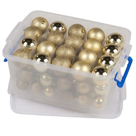 Kerstballen goud in box 70 stuks 4 / 6 / 8 cm