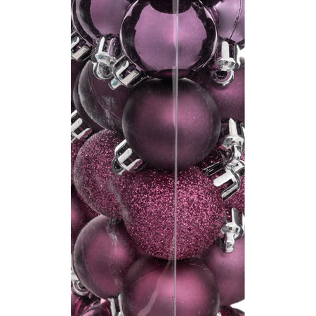 Christmas baubles 18x pcs - berry pink - 3 cm - plastic
