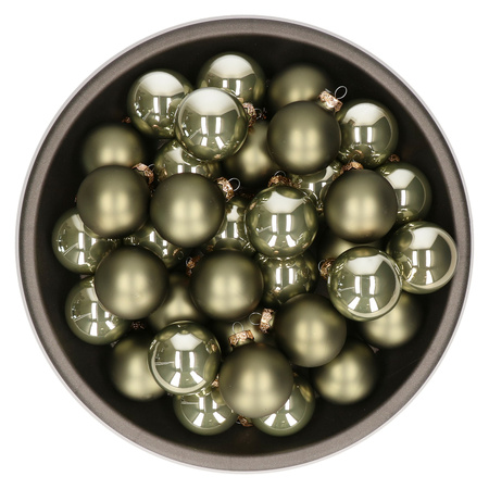 Kerstballen set van glas 36x stuks graniet groen 6 cm