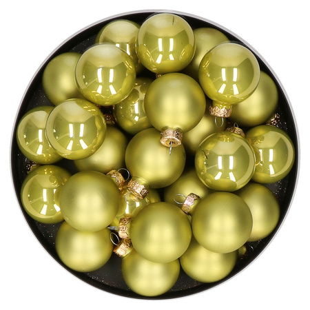 Kerstballen set van glas 36x stuks oasis groen 4 cm