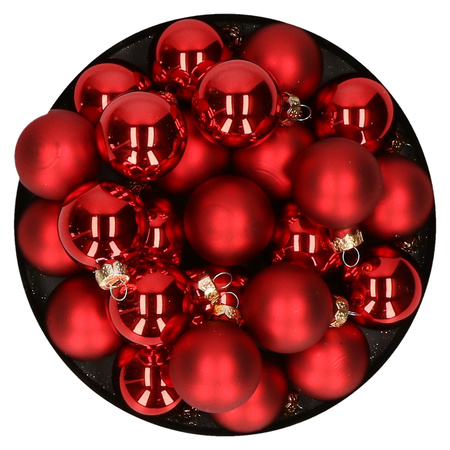 Set of 36x pcs glass christmas baubles red 4 cm