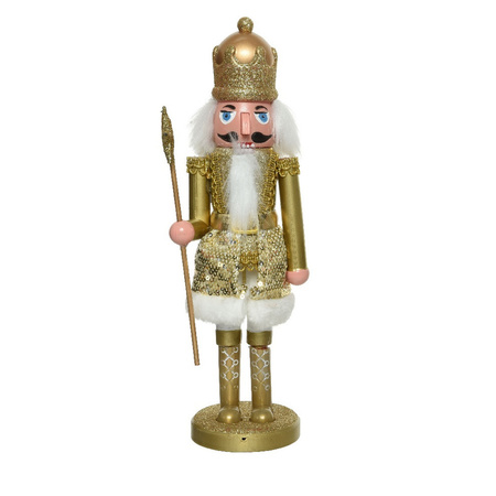 Christmas decoration statue plastic nutcrackers doll gold 28 cm