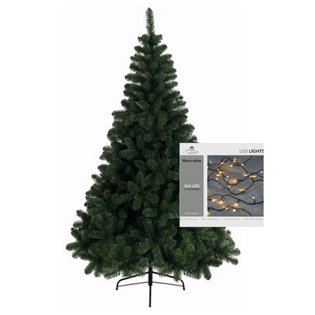 Kerstboom 210 cm incl. kerstverlichting lichtsnoer warm wit