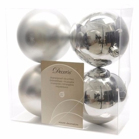 8-delige kerstballen set 10 cm zilver