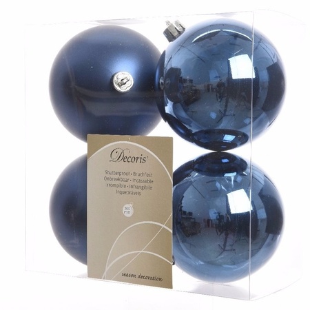 8-delige kerstballen set blauw