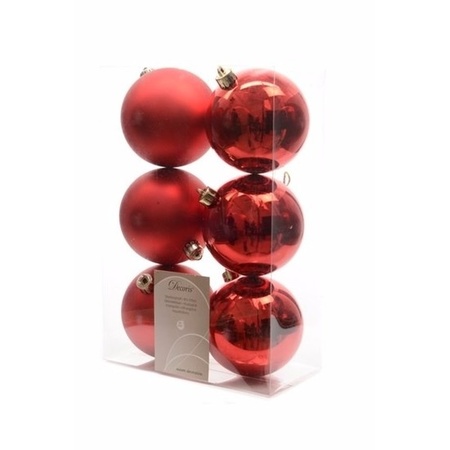 12-delige kerstballen set rood