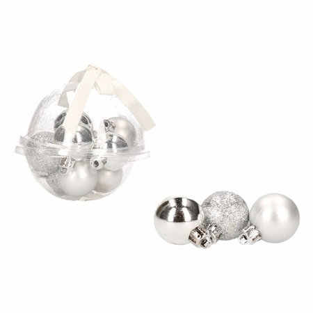 Classic Silver 12-delige mini kerstballenset zilver 3 cm