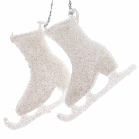 Kerstboomdecoratie hanger schaatsen 2 stuks wit