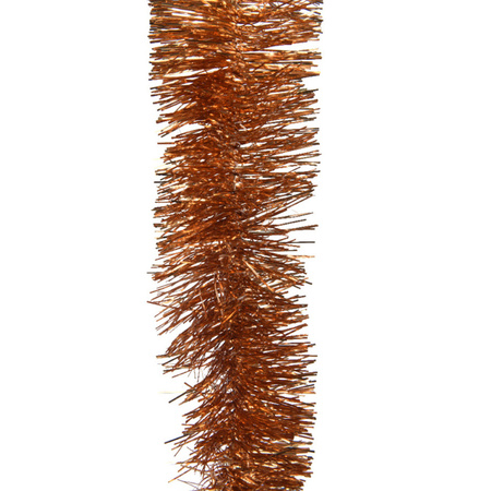 Decoris kerstslingers/folie slingers- 2x- koper - 270 x 7 cm - lametta