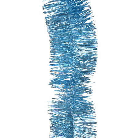 Decoris kerstslingers/folie slingers - 2x -blauw - 270 x 7 cm -lametta