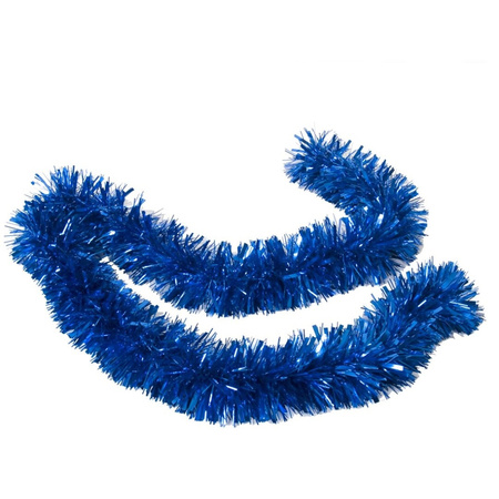Kerstboom folie slingers/lametta guirlandes van 180 x 12 cm in de kleur glitter blauw