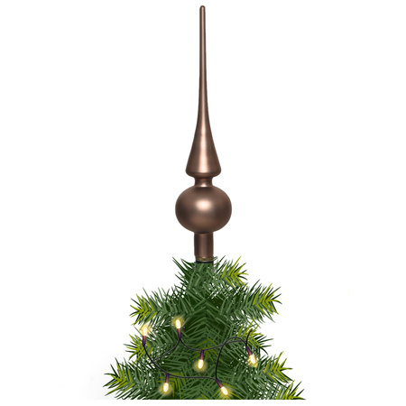 Kerstboom glazen piek bruin mat 26 cm